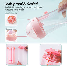 Load image into Gallery viewer, 420/600ml Double Straw Water Bottle Outdoor Travel Creative Dual-use Water Bottle Drinking Cup Couples Gift Kitchen Supplies
