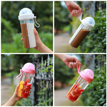 Load image into Gallery viewer, 420/600ml Double Straw Water Bottle Outdoor Travel Creative Dual-use Water Bottle Drinking Cup Couples Gift Kitchen Supplies
