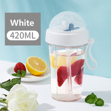 Load image into Gallery viewer, 420/600ml Double Straw Water Bottle Outdoor Travel Creative Dual-use Water Bottle Drinking Cup Couples Gift Kitchen Supplies
