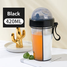Load image into Gallery viewer, 420/600ml Double Straw Water Bottle Outdoor Travel Creative Dual-use Water Bottle Drinking Cup Couples Gift Kitchen Supplies
