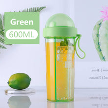 Load image into Gallery viewer, 420/600ml Double Straw Water Bottle Outdoor Travel Creative Dual-use Water Bottle Drinking Cup Couples Gift Kitchen Supplies
