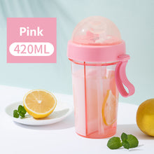 Load image into Gallery viewer, 420/600ml Double Straw Water Bottle Outdoor Travel Creative Dual-use Water Bottle Drinking Cup Couples Gift Kitchen Supplies
