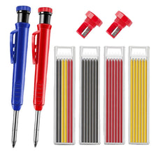 Load image into Gallery viewer, Solid Carpenter Pencil with Refill Leads and Built-in Sharpener for Scriber Wood Floor Marking Pencil Carpentry Marking Scriber
