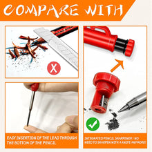 Load image into Gallery viewer, Solid Carpenter Pencil with Refill Leads and Built-in Sharpener for Scriber Wood Floor Marking Pencil Carpentry Marking Scriber
