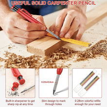 Load image into Gallery viewer, Solid Carpenter Pencil with Refill Leads and Built-in Sharpener for Scriber Wood Floor Marking Pencil Carpentry Marking Scriber
