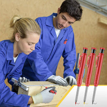 Load image into Gallery viewer, Solid Carpenter Pencil with Refill Leads and Built-in Sharpener for Scriber Wood Floor Marking Pencil Carpentry Marking Scriber
