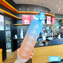 Load image into Gallery viewer, 1000ML Outdoor Sport Fitness Portable Water Bottle Water Cups Motivational Sports Water bottle with Time Maker Leak-proof Cup
