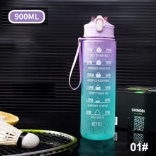 Load image into Gallery viewer, 900ML Outdoor Sport Fitness Portable Water Bottle Water Cups Motivational Sports Water bottle with Time Maker Leak-proof Cup
