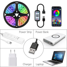 Load image into Gallery viewer, LED Strip Light 5050 RGB TV Backlight Wall APP Bluetooth Control Flexible Background Light USB Led Lighting RGB Tape Party Decoration Light String
