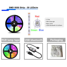 Load image into Gallery viewer, LED Strip Light 5050 RGB TV Backlight Wall APP Bluetooth Control Flexible Background Light USB Led Lighting RGB Tape Party Decoration Light String
