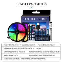Load image into Gallery viewer, LED Strip Light 5050 RGB TV Backlight IR 44 Key Control Wall Flexible Background Light USB 5V Led Lighting RGB Tape Party Decoration Light String
