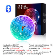 Load image into Gallery viewer, 5/10/15/20M LED Strip Light 5050RGB TV Backlight IR 44 Key Bluetooth App Control Wall Flexible Background Light DC12V Led Lighting RGB Tape Party Decoration Light String
