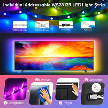 Load image into Gallery viewer, WS2812b LED Strip Light TV Backlight Music Bluetooth App IR 28 Key Control Wall Flexible Background Light USB 5V Led Lighting RGB Tape Party Decoration Light String
