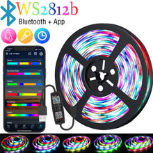 Load image into Gallery viewer, WS2812b LED Strip Light TV Backlight Music Bluetooth App IR 28 Key Control Wall Flexible Background Light USB 5V Led Lighting RGB Tape Party Decoration Light String
