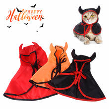 Load image into Gallery viewer, Halloween Pet Costumes Cute Cosplay Cloak Cat Dog Cap With Horns Kitten Puppy Cape Pet Dress Up Clothes Dog Accessories
