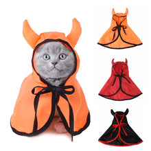 Load image into Gallery viewer, Halloween Pet Costumes Cute Cosplay Cloak Cat Dog Cap With Horns Kitten Puppy Cape Pet Dress Up Clothes Dog Accessories
