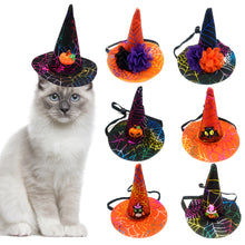 Load image into Gallery viewer, Funny Pet Halloween Costume Hat for Cats Dogs Dress Up Costume Cat Hat Christmas Cosplay Headwear Pumpkin Witch Party Supplies
