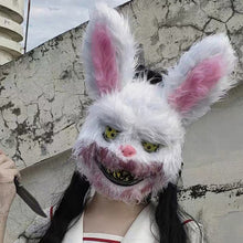 Load image into Gallery viewer, Rabbit Cosplay Mask Halloween Party Scary Head Cover Halloween Carnival Costume Headgear Props Handmade Dance Horror Mask
