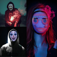 Load image into Gallery viewer, Bluetooth RGB Light Up LED Mask DIY Picture Animation Text Gesture Sense Face Changing App Control Halloween Christmas Carnival Costume Party GIFT
