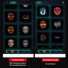 Load image into Gallery viewer, Bluetooth RGB Light Up LED Mask DIY Picture Animation Text Gesture Sense Face Changing App Control Halloween Christmas Carnival Costume Party GIFT
