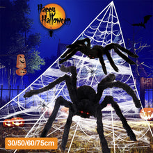 Load image into Gallery viewer, 1Pc 30cm/50cm/60cm/75cm Gaint Plush Black Spider Big Wire Plush Spider For Halloween Party Horror Halloween Atmosphere Decorations
