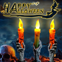 Load image into Gallery viewer, Halloween LED Lights Horror Skull Ghost Holding Candle Lamp Happy Holloween Party Decoration for Home Haunted House Ornaments
