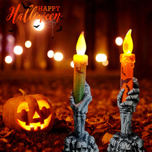 Load image into Gallery viewer, Halloween LED Lights Horror Skull Ghost Holding Candle Lamp Happy Holloween Party Decoration for Home Haunted House Ornaments
