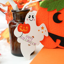 Load image into Gallery viewer, 50PCS Christmas Halloween Candy Package Card Ghost Pumpkin Lollipop Holder Biscuits Decoration Kids Gift Home DIY Supplies
