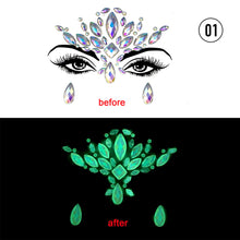 Load image into Gallery viewer, Halloween Luminous Face Drill Stickers Crystal Diamond Eyebrow Drill Stickers Temporary Luminous Face Decoration
