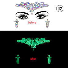 Load image into Gallery viewer, Halloween Luminous Face Drill Stickers Crystal Diamond Eyebrow Drill Stickers Temporary Luminous Face Decoration
