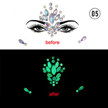 Load image into Gallery viewer, Halloween Luminous Face Drill Stickers Crystal Diamond Eyebrow Drill Stickers Temporary Luminous Face Decoration
