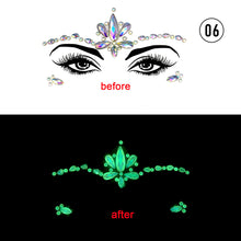 Load image into Gallery viewer, Halloween Luminous Face Drill Stickers Crystal Diamond Eyebrow Drill Stickers Temporary Luminous Face Decoration
