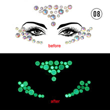 Load image into Gallery viewer, Halloween Luminous Face Drill Stickers Crystal Diamond Eyebrow Drill Stickers Temporary Luminous Face Decoration
