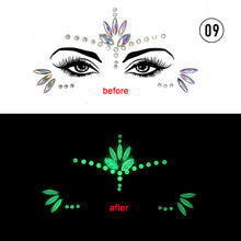 Load image into Gallery viewer, Halloween Luminous Face Drill Stickers Crystal Diamond Eyebrow Drill Stickers Temporary Luminous Face Decoration
