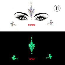 Load image into Gallery viewer, Halloween Luminous Face Drill Stickers Crystal Diamond Eyebrow Drill Stickers Temporary Luminous Face Decoration
