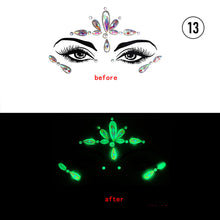 Load image into Gallery viewer, Halloween Luminous Face Drill Stickers Crystal Diamond Eyebrow Drill Stickers Temporary Luminous Face Decoration
