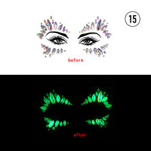 Load image into Gallery viewer, Halloween Luminous Face Drill Stickers Crystal Diamond Eyebrow Drill Stickers Temporary Luminous Face Decoration
