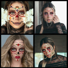 Load image into Gallery viewer, Halloween Tattoo Stickers Funny Face Tattoo Stickers Waterproof Sweatproof Temporary Body Art Tattoo Stickers
