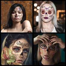 Load image into Gallery viewer, Halloween Tattoo Stickers Funny Face Tattoo Stickers Waterproof Sweatproof Temporary Body Art Tattoo Stickers
