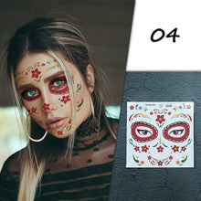 Load image into Gallery viewer, Halloween Tattoo Stickers Funny Face Tattoo Stickers Waterproof Sweatproof Temporary Body Art Tattoo Stickers
