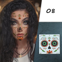 Load image into Gallery viewer, Halloween Tattoo Stickers Funny Face Tattoo Stickers Waterproof Sweatproof Temporary Body Art Tattoo Stickers
