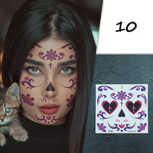 Load image into Gallery viewer, Halloween Tattoo Stickers Funny Face Tattoo Stickers Waterproof Sweatproof Temporary Body Art Tattoo Stickers
