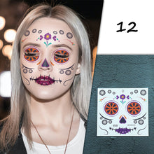 Load image into Gallery viewer, Halloween Tattoo Stickers Funny Face Tattoo Stickers Waterproof Sweatproof Temporary Body Art Tattoo Stickers
