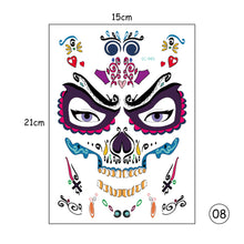 Load image into Gallery viewer, Halloween Tattoo Stickers Waterproof Sweatproof Face Tattoo Stickers Temporary Body Art Tattoo Stickers
