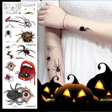 Load image into Gallery viewer, Halloween Spider Tattoo Stickers Waterproof Sweatproof Scary Stickers Temporary Body Art Tattoo Stickers
