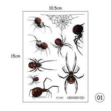 Load image into Gallery viewer, Halloween Spider Tattoo Stickers Waterproof Sweatproof Scary Stickers Temporary Body Art Tattoo Stickers
