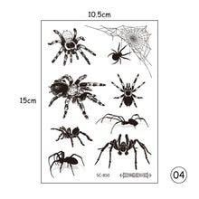Load image into Gallery viewer, Halloween Spider Tattoo Stickers Waterproof Sweatproof Scary Stickers Temporary Body Art Tattoo Stickers
