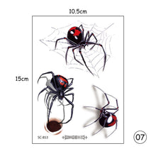 Load image into Gallery viewer, Halloween Spider Tattoo Stickers Waterproof Sweatproof Scary Stickers Temporary Body Art Tattoo Stickers
