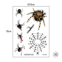 Load image into Gallery viewer, Halloween Spider Tattoo Stickers Waterproof Sweatproof Scary Stickers Temporary Body Art Tattoo Stickers
