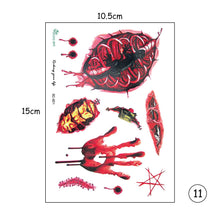 Load image into Gallery viewer, Halloween Tattoo Stickers Atmosphere Party Horror Stickers Waterproof Sweatproof Tattoo Stickers
